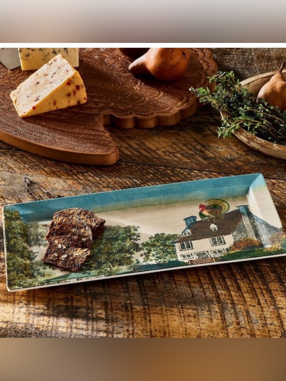 New! John Derian for Target Turkey on House Melamine Tray 14x7 Fall Thanksgiving